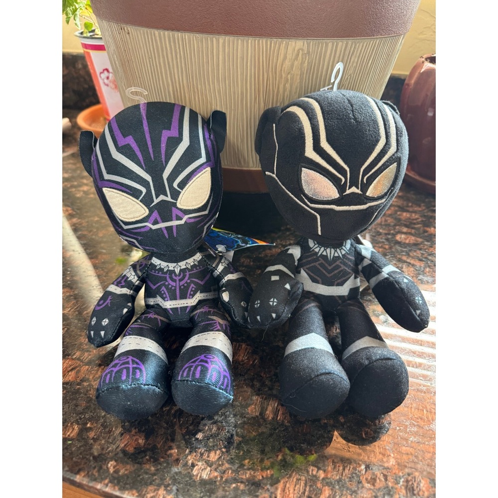Marvel Black Panther 8 Inch Plush Toys Set of 2 Disney Wakanda Figures NEW